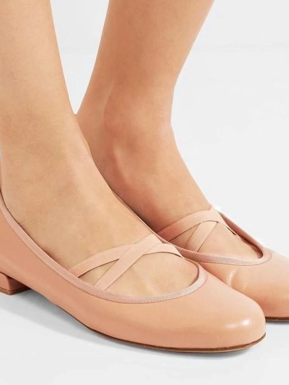 Stuart Weitzman Nude Beige Leather Bolshoi Ballet Flats Size 9 1/2